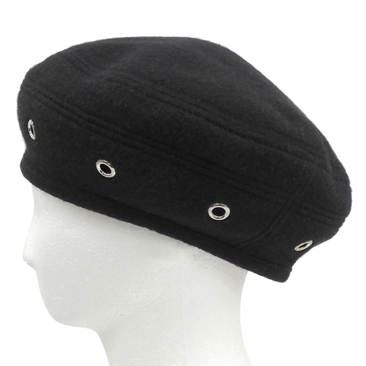 エルメス　黒のカシミヤ　ベレー帽 40802190552-2.jpg